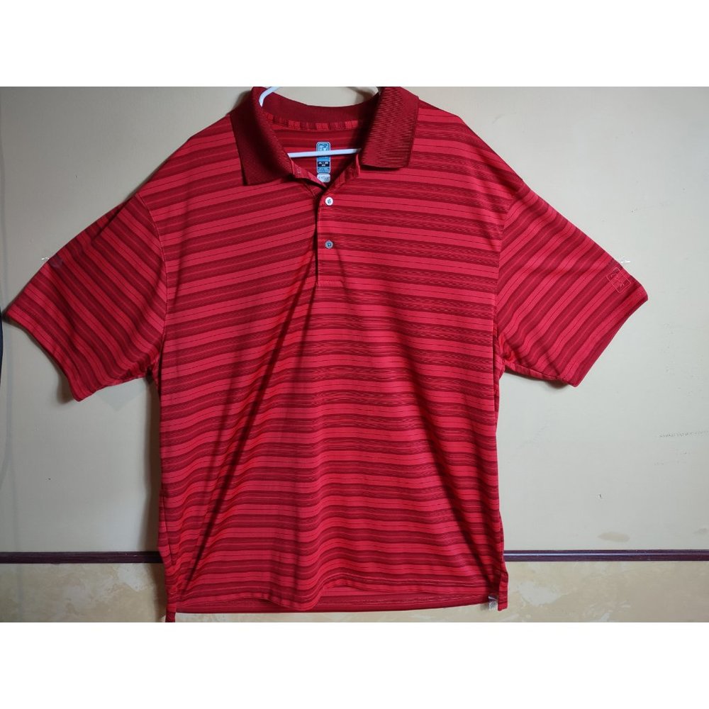 PGA Tour Golf Men’s Airflux Red Striped Short Sleeve Polo Shirt - Size XXXL